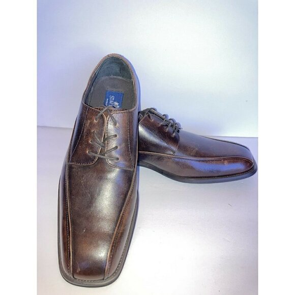 Stafford Handcrafted Leather Deep Brown Square Toe Dress Shoes Sz10 - Picture 2 of 8